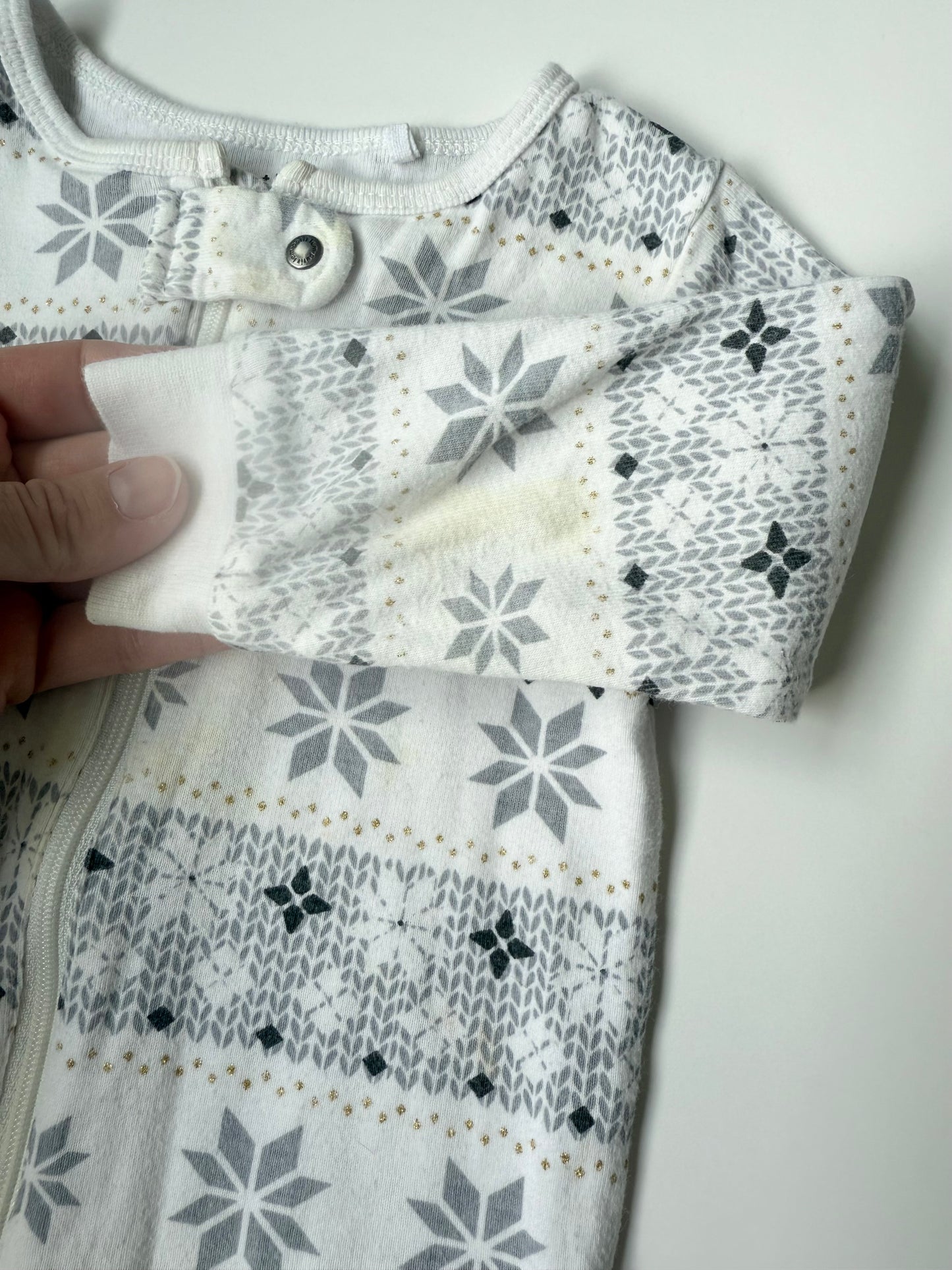 Petit Lem Silver Snowflakes Sleeper (12 Months)