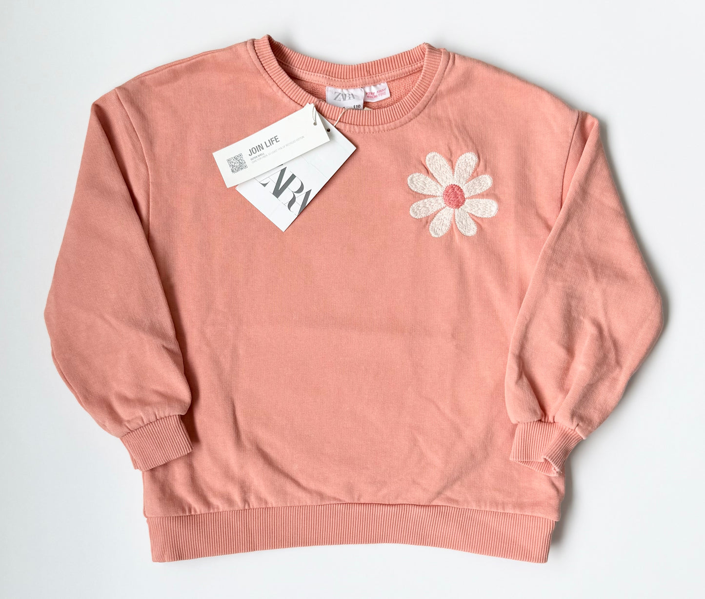 Zara Pink Daisy “Choose Fun” Crewneck Sweater - New (4-5 Years)