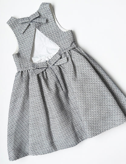 Tartine et Chocolat Chasuble White & Navy Textured Bow Dress (5T)