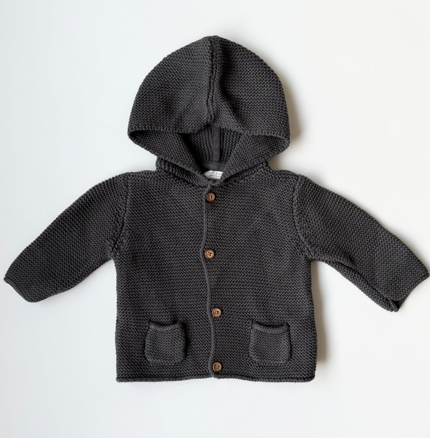 Next Baby Grey Knit Hooded Sweater (3-6 Months)
