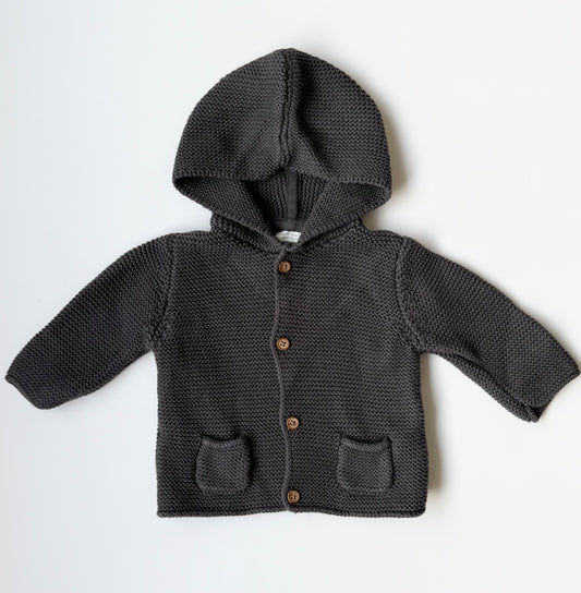 Next Baby Grey Knit Hooded Sweater (3-6 Months)