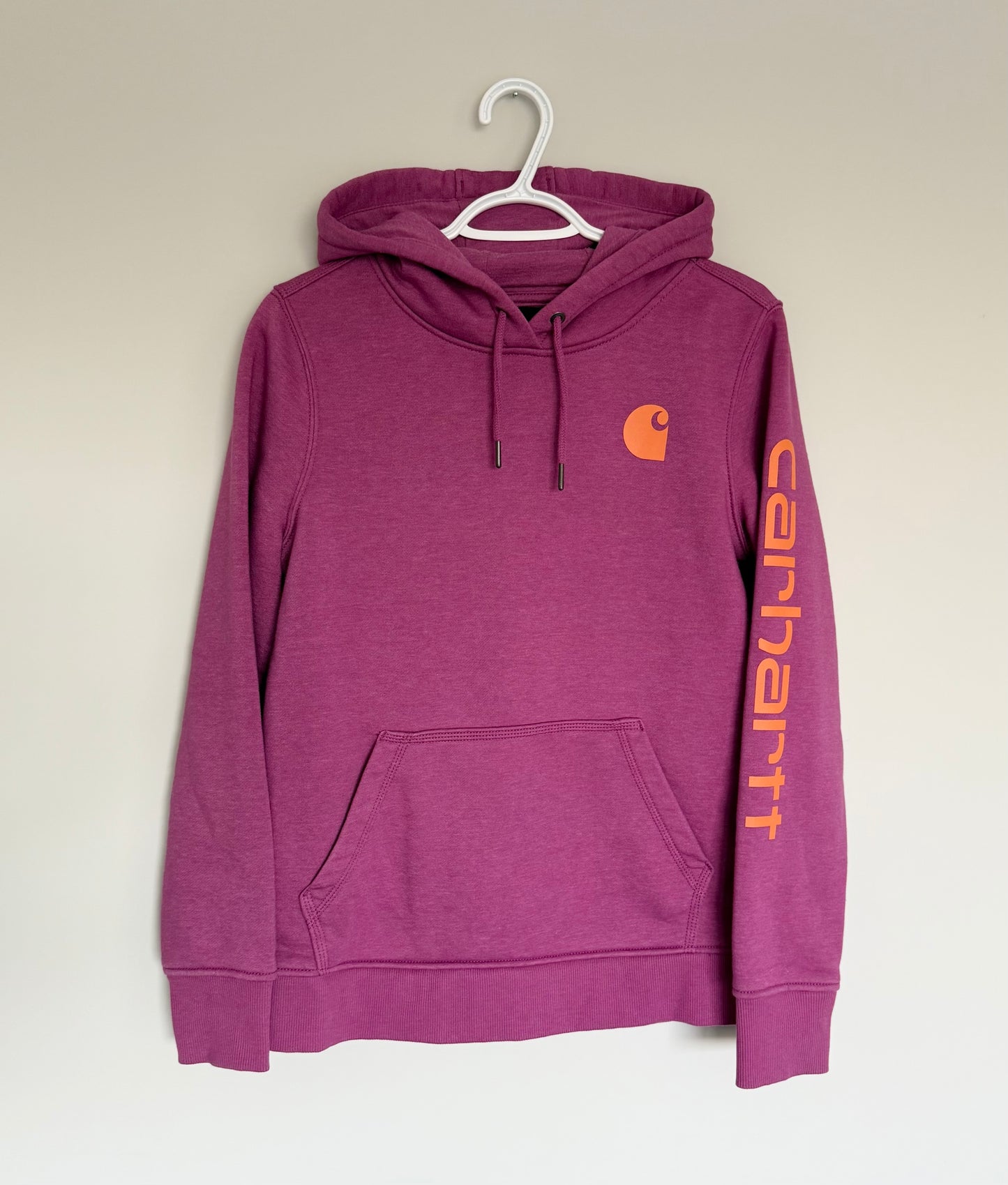 Women’s Carhartt Relaxed Fit Midweight Logo Sleeve Graphic Sweatshirt in Pink & Orange - Small (4-6)