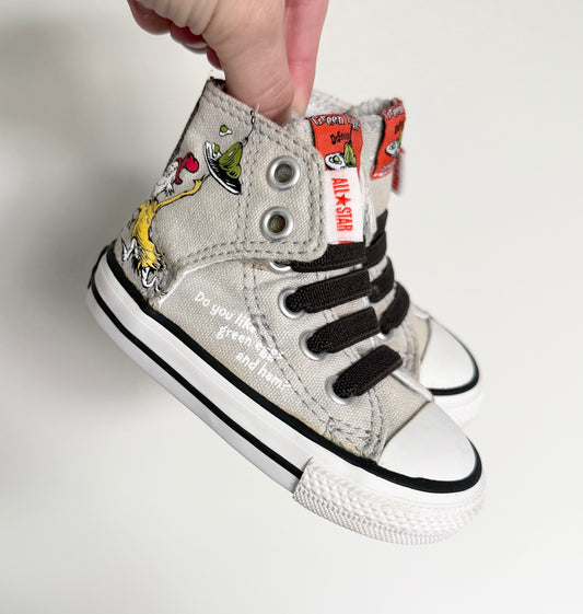 Converse x Dr. Seuss Grey Green Eggs & Ham High Top Stretch Lace & Velcro Sneakers (4)
