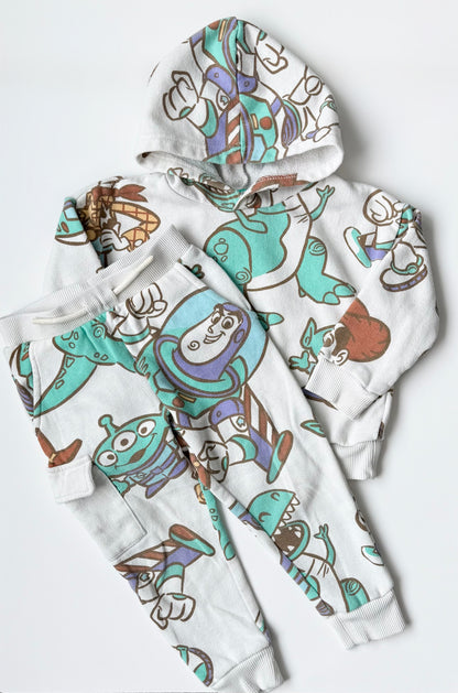 Disney Pixar x Toy Story White AOP Characters Hoodie & Pants Set (3T)