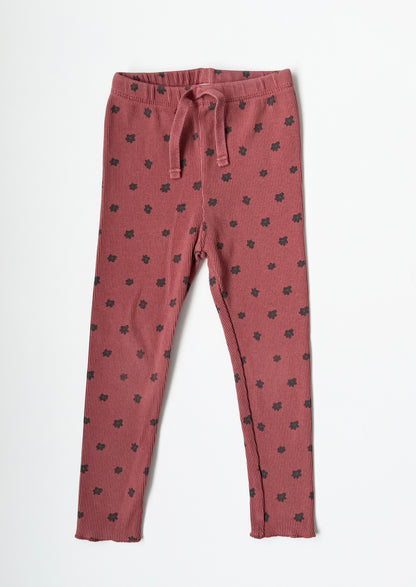 Zara Dark Red Floral Ribbed Leggings (2-3 Years)