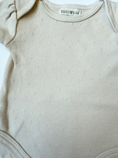 Rabbit + Bear Light Beige Print Short Sleeve Bodysuit (0-3 Months)