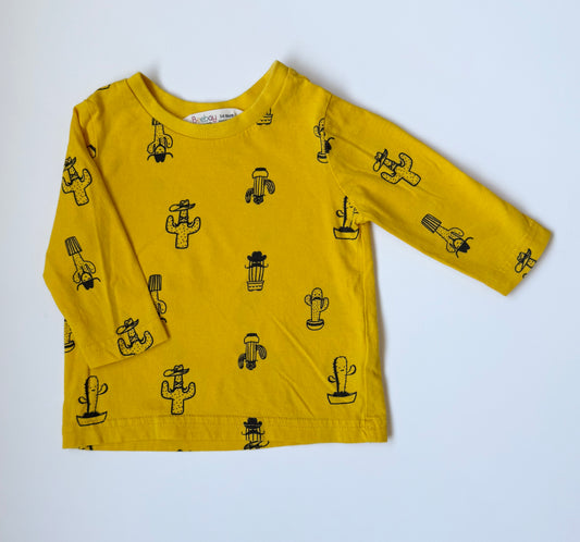 Beebay Yellow Moustache Cactus Long Sleeve (3-6 Months)
