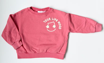 Zara Pink “Tour Life Mood” Crewneck Sweater (18-24 Months)