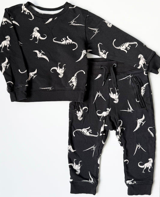 H&M Black Dinosaurs Sweater & Pants Set (18-24 Months)
