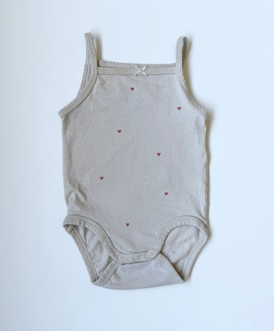 H&M Light Grey & Hearts Tank Top Bodysuit (2-4 Months)