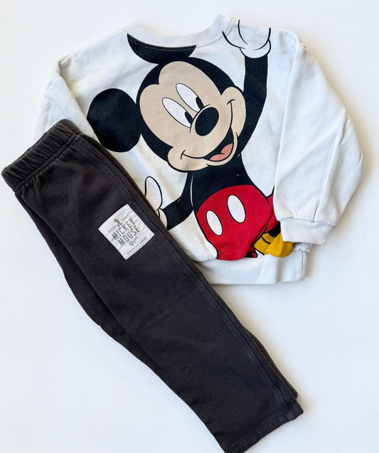 Zara x Disney Mickey Mouse White & Grey Sweater & Pants Set (2-3 Years)