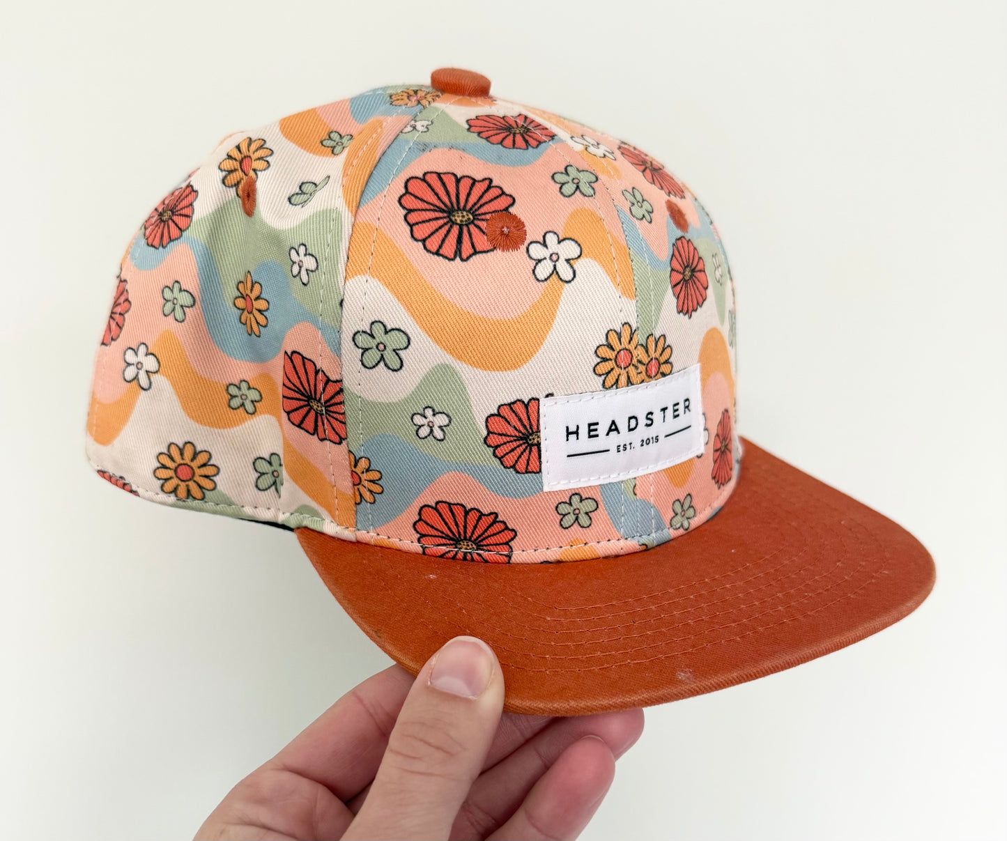 Headster Orange Retro Flowers SnapBack Hat (52CM)