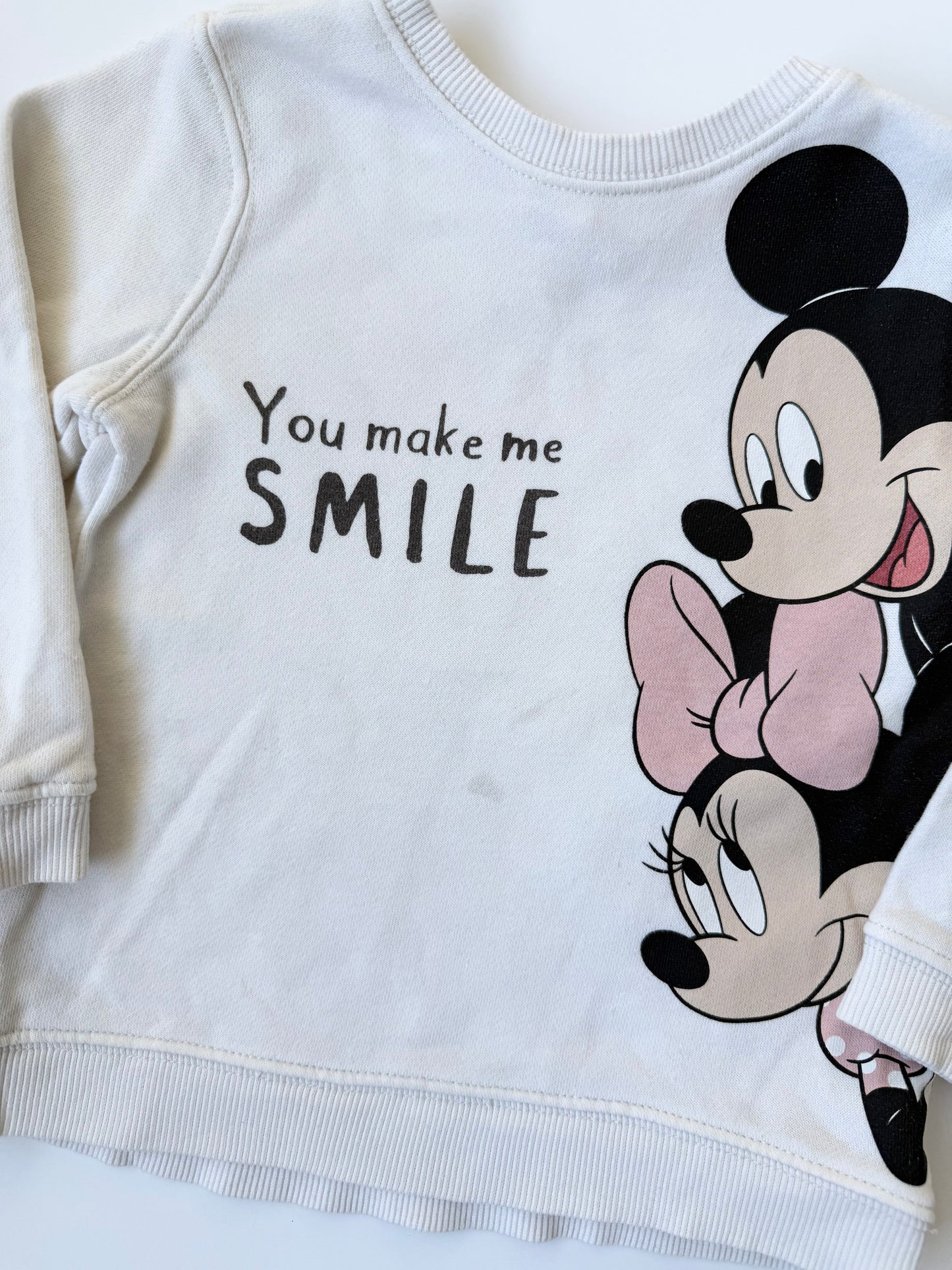 H&M x Disney White Minnie & Mickey “You Make Me Smile” Sweater (18-24 Months)