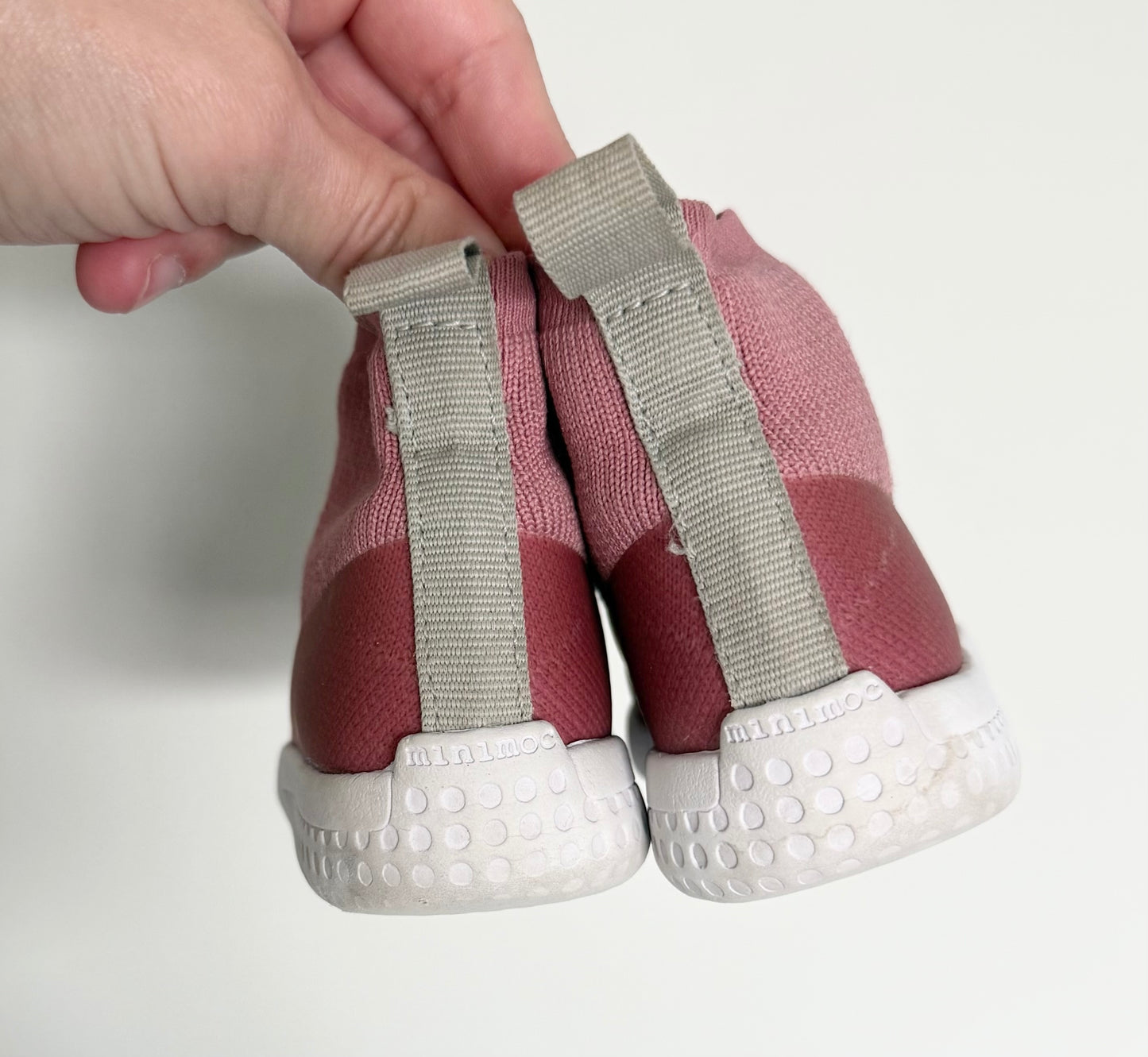 Minimoc Pink Knit High Top Stretch Slip On Sneakers (5)