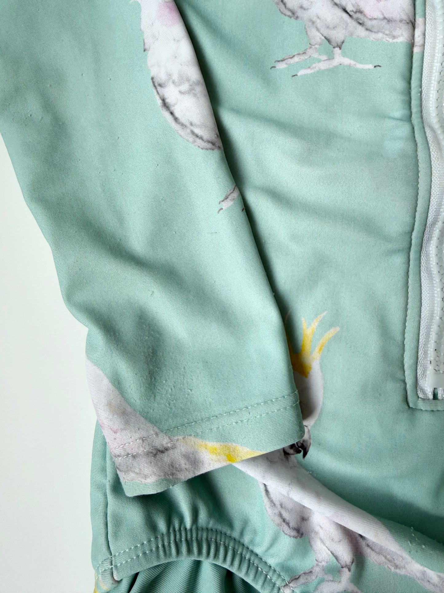 Cheeky Chickadee Light Green Parrot Long Sleeve One Piece Swimsuit (3T)