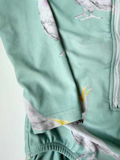 Cheeky Chickadee Light Green Parrot Long Sleeve One Piece Swimsuit (3T)