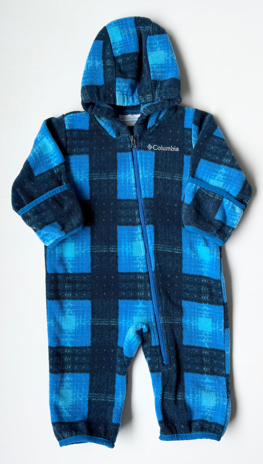 Columbia Blue Plaid Fleece Bunting Suit (3-6 Months)