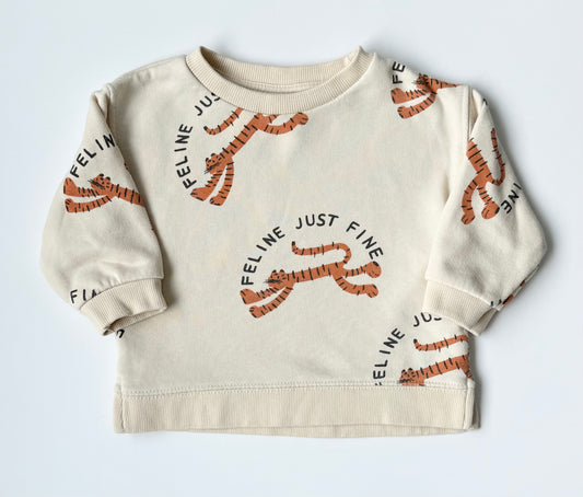 Zara Beige “Feline Just Fine” Tiger Sweater (9-12 Months)
