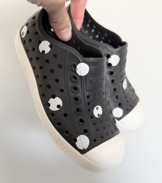 Native Black & White Polkadot Jefferson Slip Ons (C9)