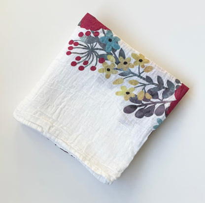 Lulujo Floral “Stay Wild My Child” Photo Muslin Swaddle Blanket