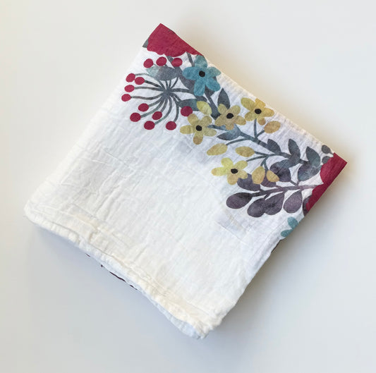 Lulujo Floral “Stay Wild My Child” Photo Muslin Swaddle Blanket