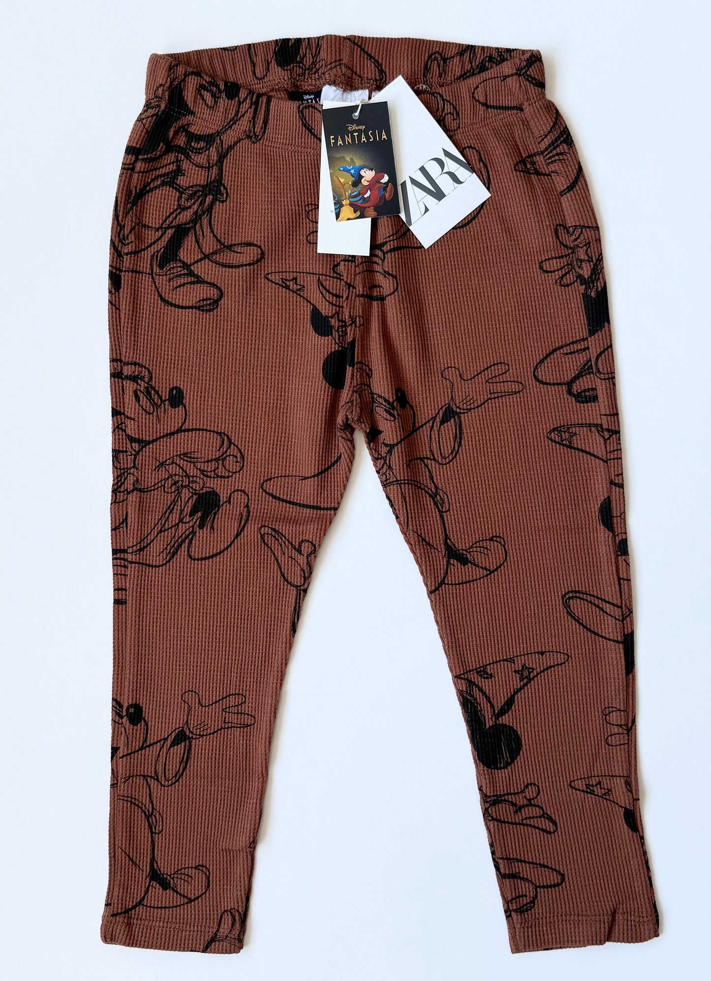 Zara x Disney Brown Waffled Fantasia Sorcerer Mickey Long Sleeve & Pants Set (3-4 Years)