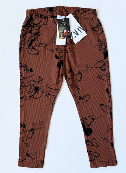 Zara x Disney Brown Waffled Fantasia Sorcerer Mickey Long Sleeve & Pants Set (3-4 Years)