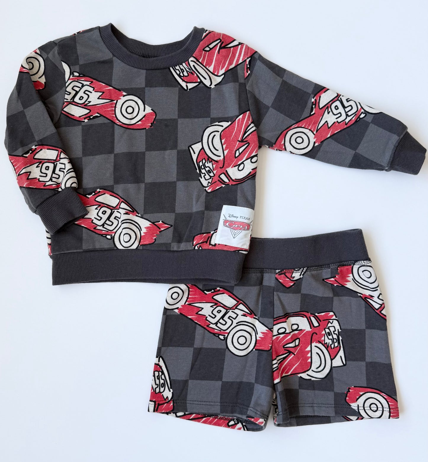 Disney Pixar Cars Grey & Red Lightening McQueen Sweater & Shorts Set (12 Months)