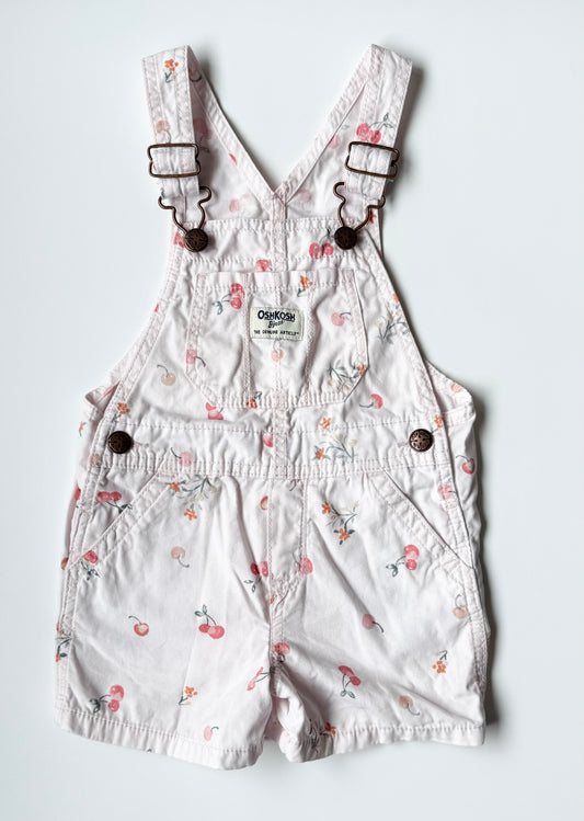 OshKosh Light Pink Cherries Shorty Overalls (2T)