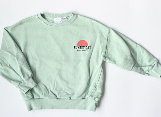 Zara Green “Sunset Day” Crewneck Sweater (3-4 Years)