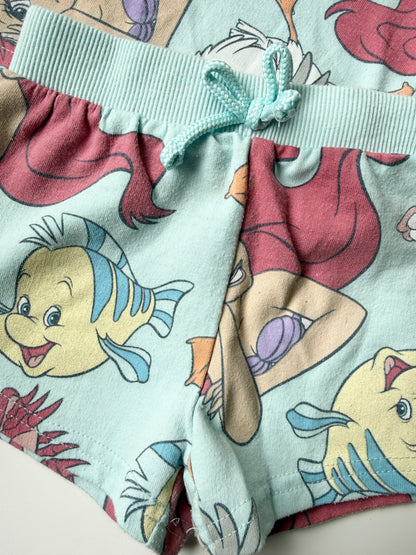 Disney Princess The Little Mermaid Light Blue Ariel T-Shirt & Shorts Matching Set (18 Months)