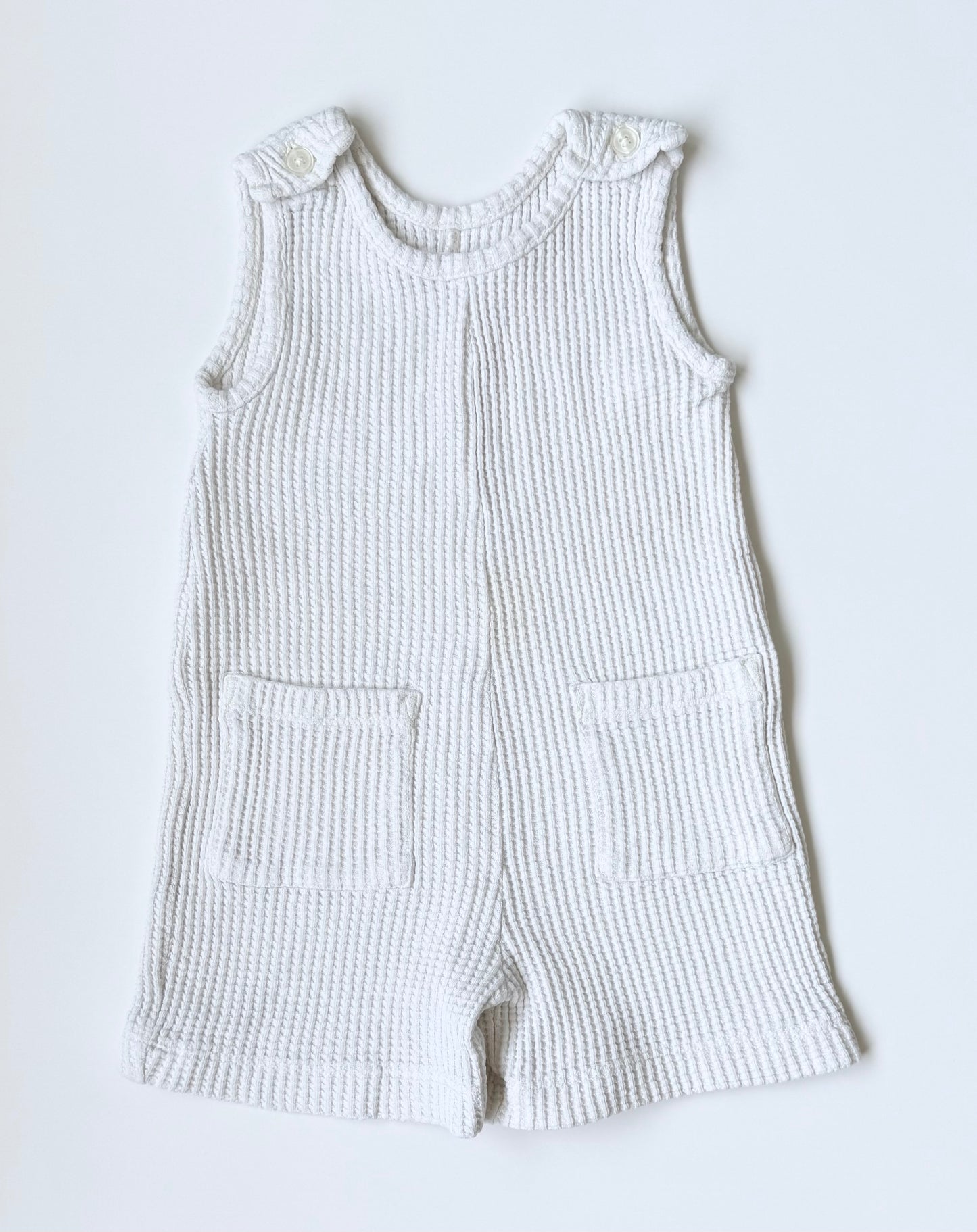 Rise Little Earthlings White Waffle Tank Romper (18-24 Months)