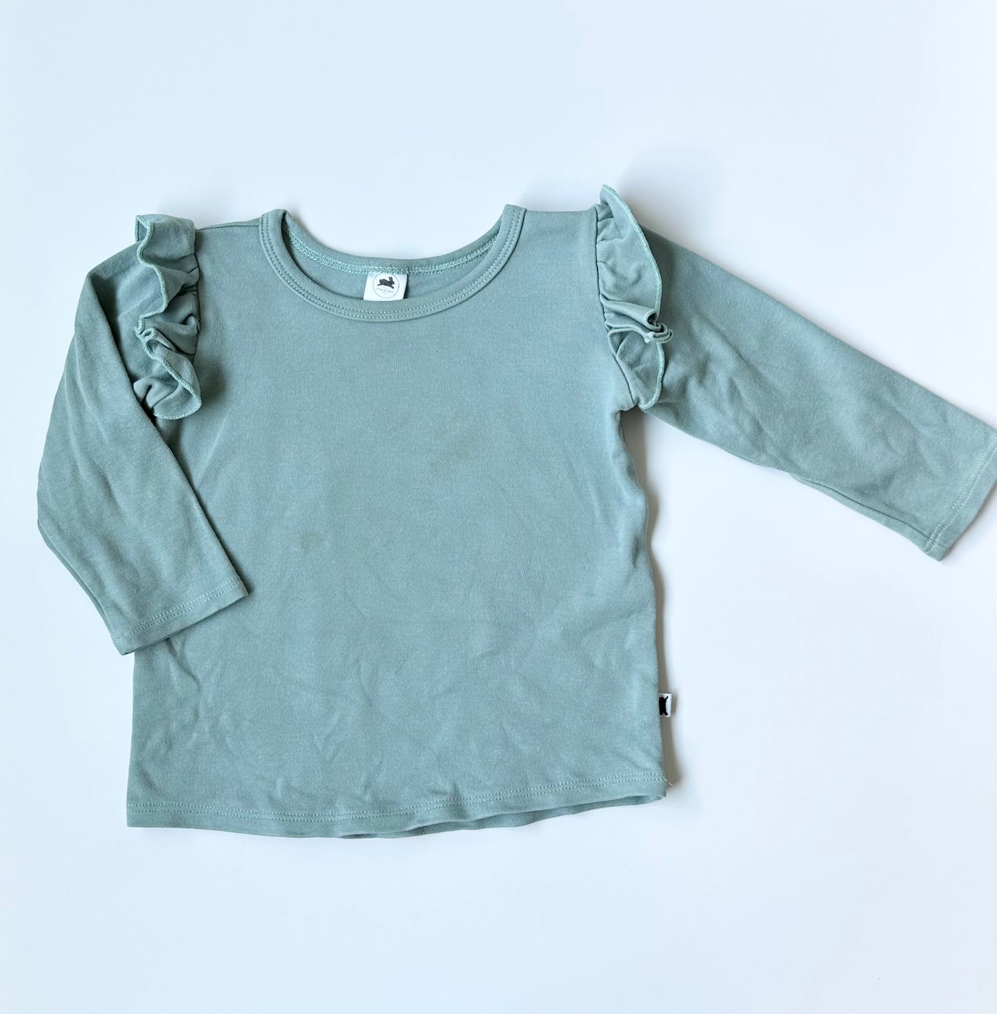Little & Lively Light Green Ruffle Shoulder Long Sleeve (1T/2T)