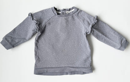 Miles the Label Grey & White Polkadot Sweater (18 Months)