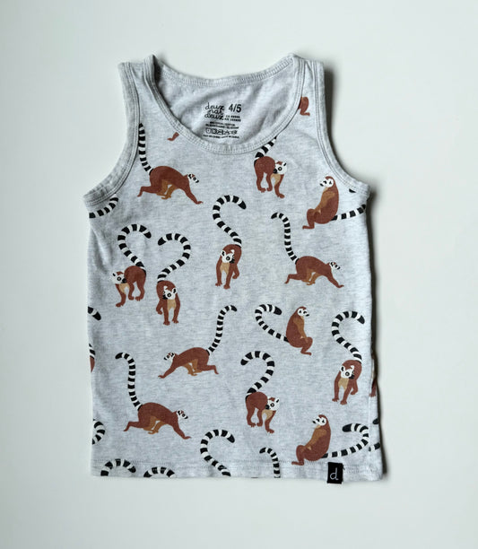 Deux Par Deux Grey Lemurs Tank Top (4/5 Years)