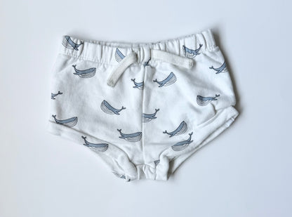 Rise Little Earthlings White Whales Bummie Shorts (12-18 Months)