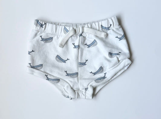 Rise Little Earthlings White Whales Bummie Shorts (12-18 Months)