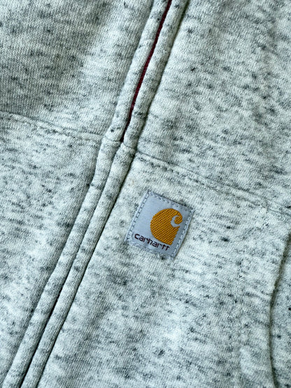 Carhartt Heathered Grey & Pink Long Sleeve Fleece Hooded Full Zip Coverall (24 Months)