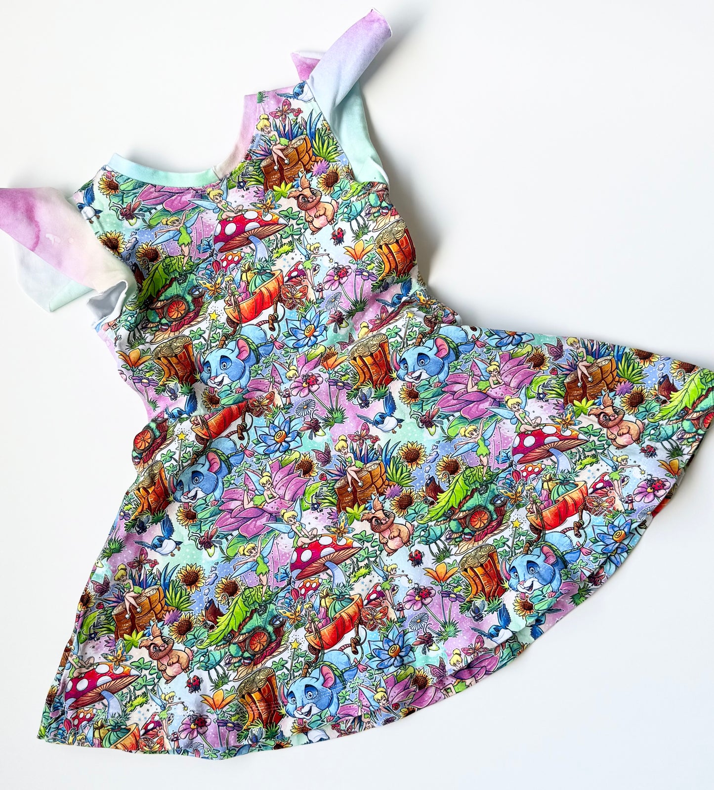 Disney Tinkerbell Flutter Shoulder Handmade Sleeveless Dress (2T)