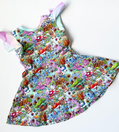 Disney Tinkerbell Flutter Shoulder Handmade Sleeveless Dress (2T)