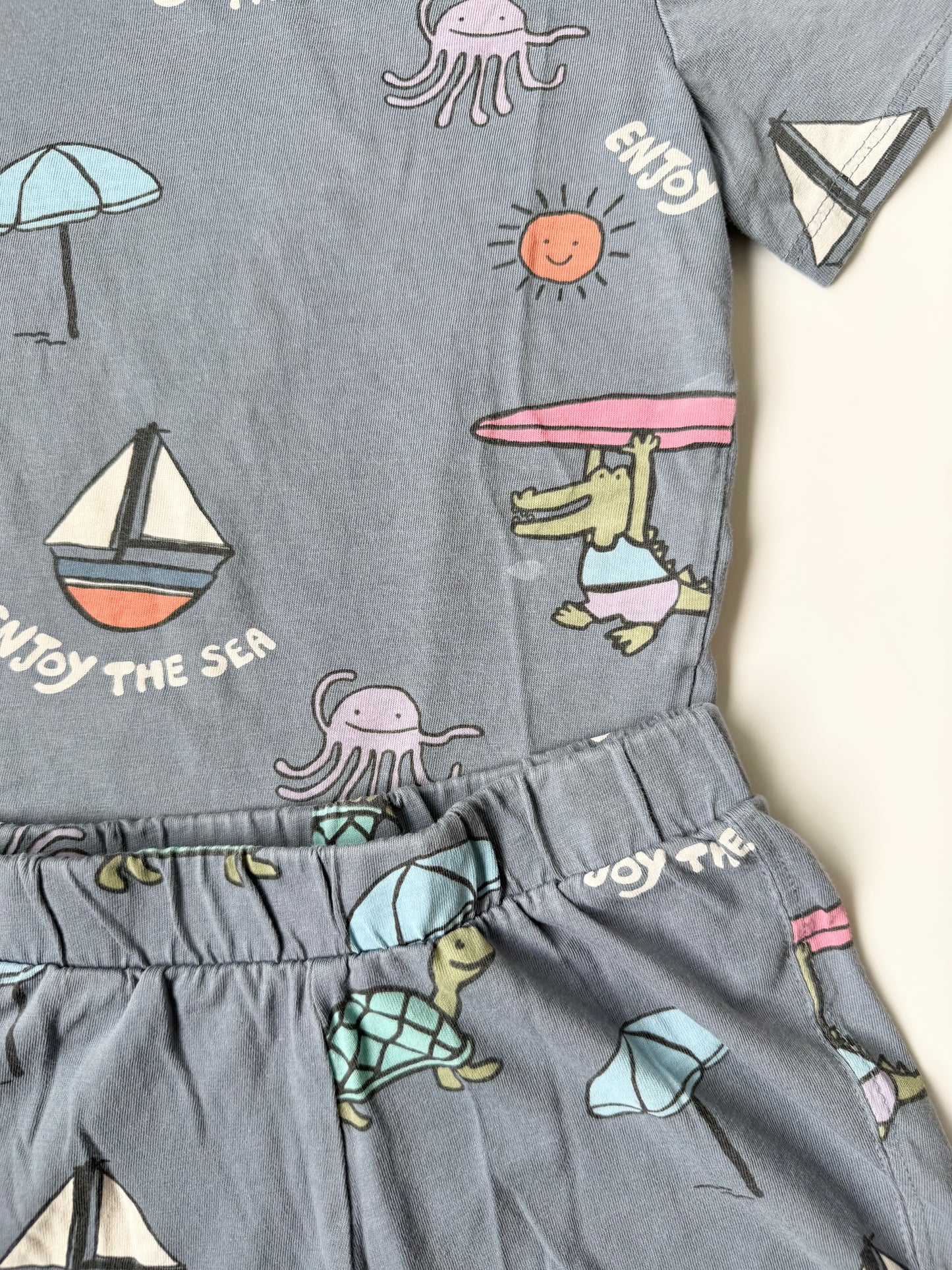 H&M Blue “Enjoy The Sea” T-Shirt & Matching Shorts Set (3-4 Years)