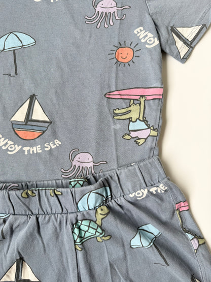 H&M Blue “Enjoy The Sea” T-Shirt & Matching Shorts Set (3-4 Years)