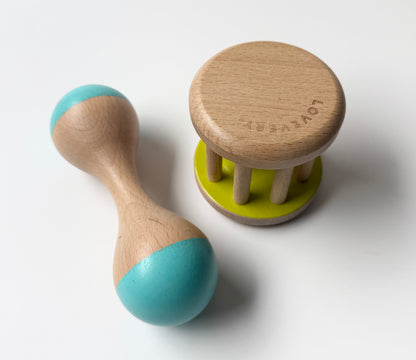 Lovevery Wooden Rattle & Rolling Bell