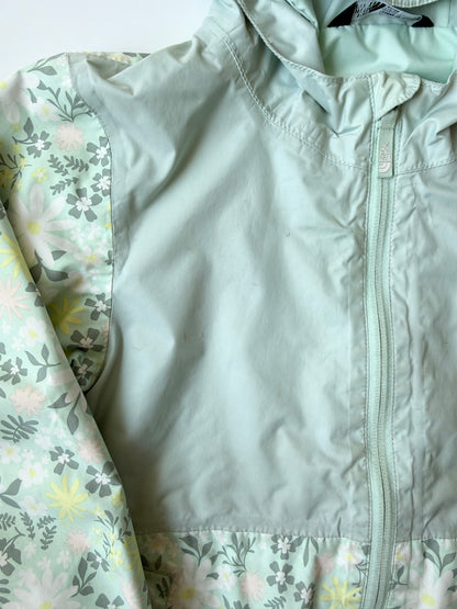 The North Face Light Green Floral Zipline Windbreaker Rain Jacket (6T)
