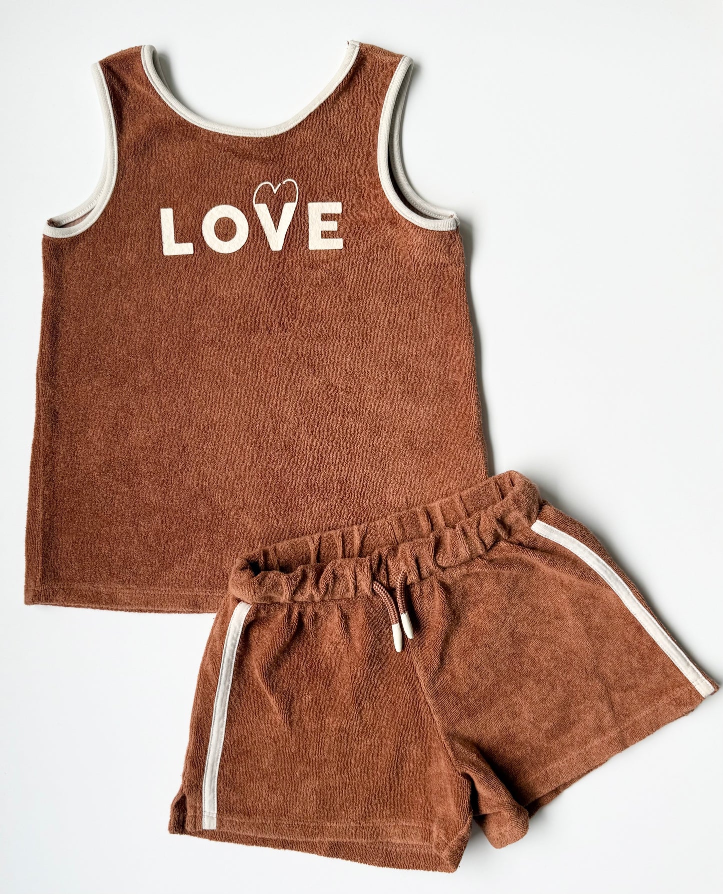Zara Burnt Orange Terry “Love” Tank Top & Matching Shorts Set (3-4 Years)