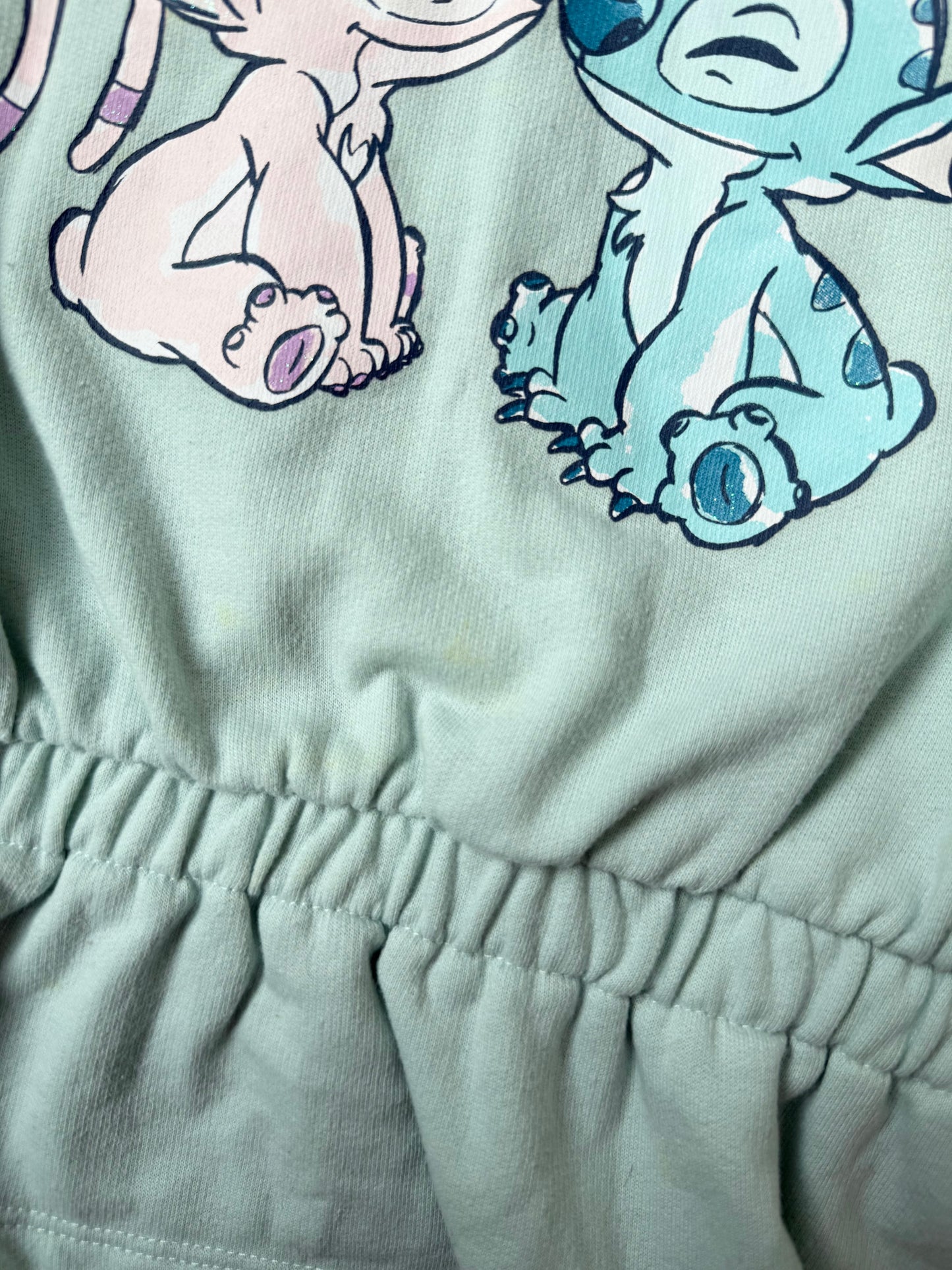 Disney Stitch & Angel Green & Blue Hooded Peplum Sweater & Leggings Set (4T)
