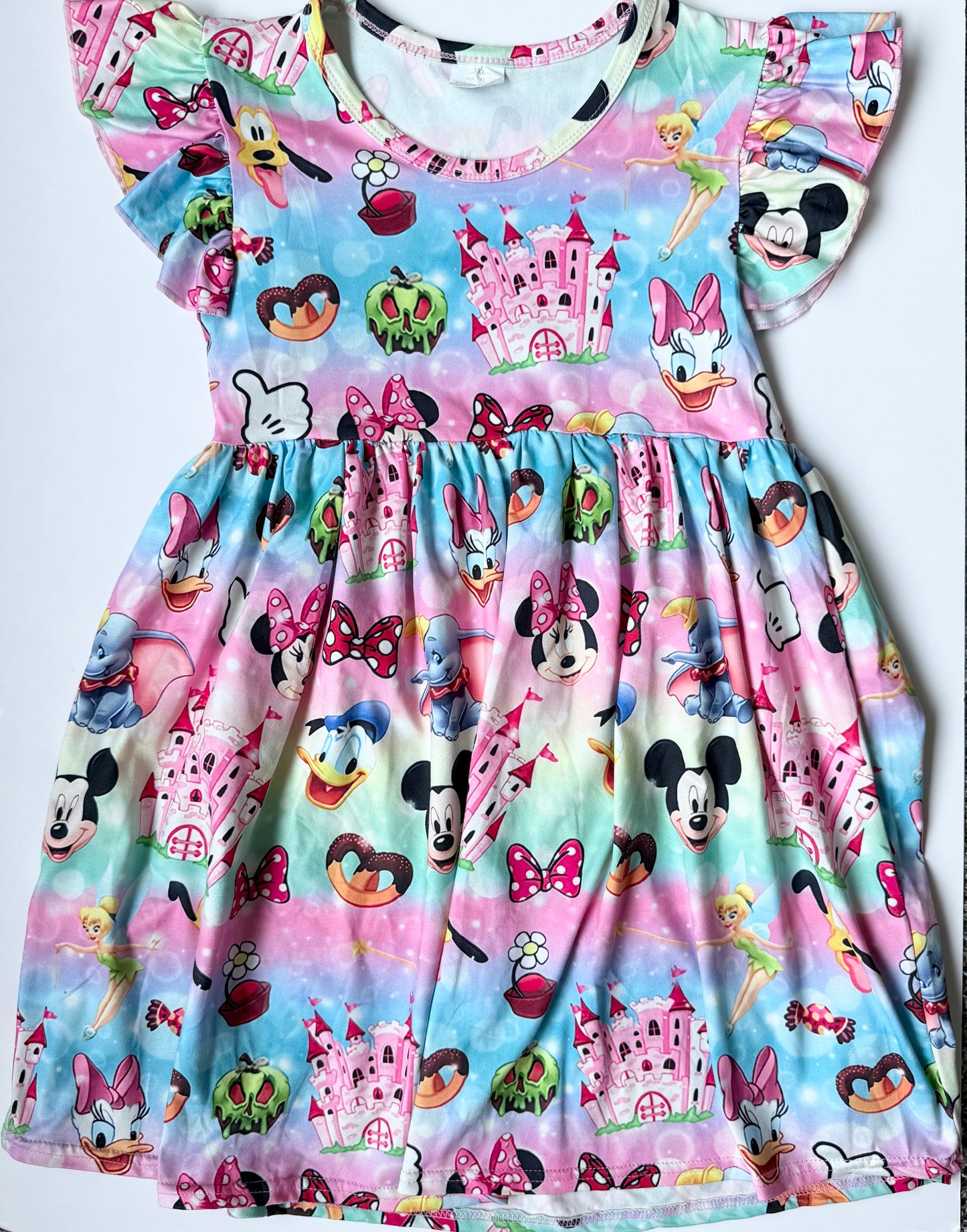 PatPat Colorful Disney Short Sleeve Dress (7-8 Years)