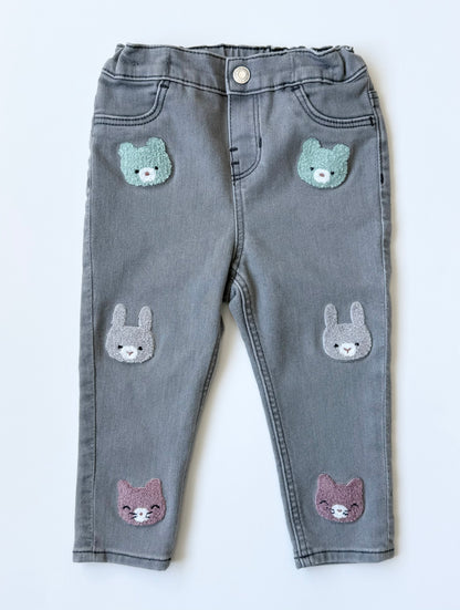 H&M Grey Furry Friends Jeans (12-18 Months)
