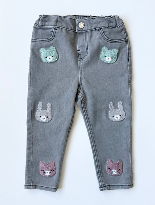 H&M Grey Furry Friends Jeans (12-18 Months)