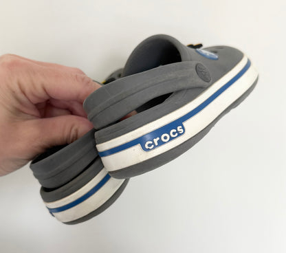 Crocs Grey Crocband Clog Slip Ons & Fun Jibbitz (8/9)